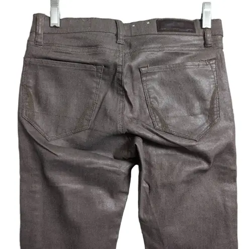 ALLSAINTS Spitalfields Petrel Brodie Brown Coated Slim Waxed 5 Pocket Jeans 27