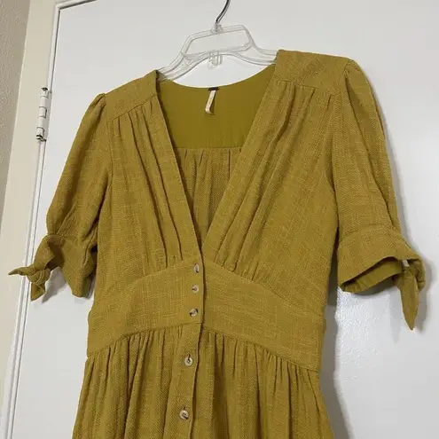 Free People  Love Of My Life Midi button down Dress honey gold size us Small