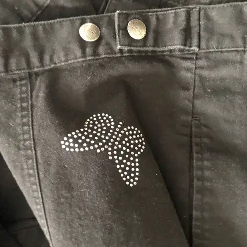 Quacker Factory Denim Stretch Jacket L Rhinestone Butterflies Casual Wardrobe