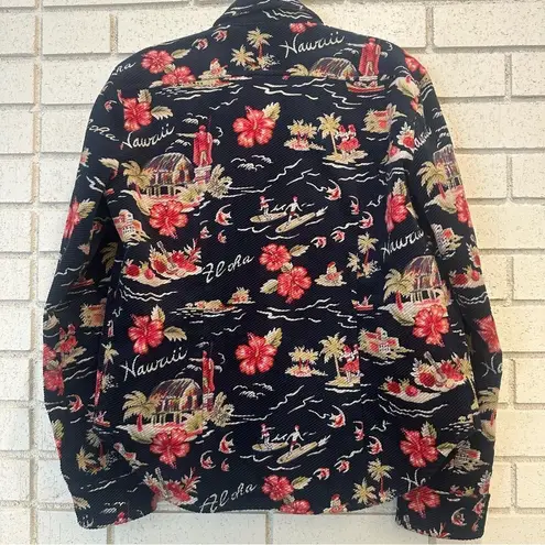 Authier Shirt Jacket Blue Tropical Aloha Hawaii Rare Shacket size 42/US 6 small