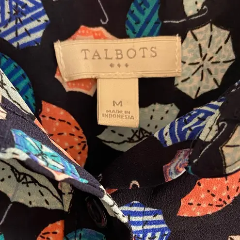 Talbots  Blouse Sleeveless Button Front Medium Umbrella Print