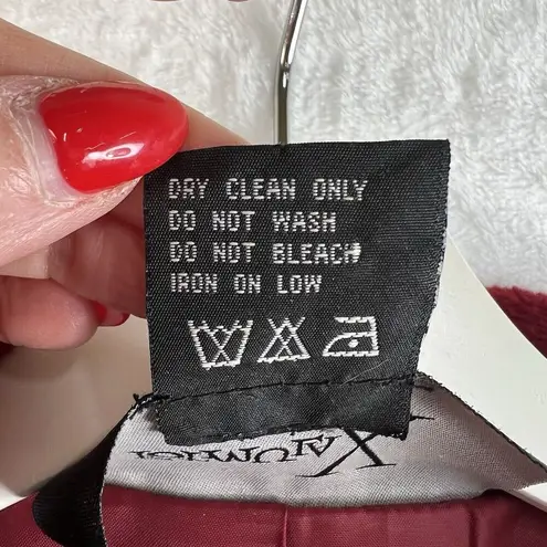 Formula X Small S Pea Coat Vintage Velour Fleece Lined 3 Button Jacket Pockets Red