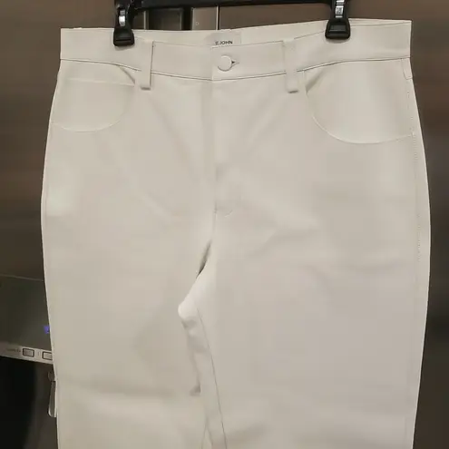 St. John ππ 100% Leather Pants High Rise ~ Ecru White 12 NWOT