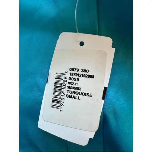 Retrofete SER.O.YA Karry Silk Shirt Turquoise Size Small Blue