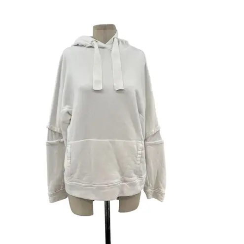 Alala Notch Hoodie Sweatshirt Long Mesh Sleeve Cotton Bamboo White Size XS