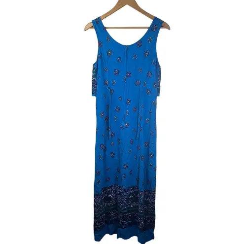 Erika Sleeveless Size Medium Boho Maxi Blue Flowy Dress Cottagecore