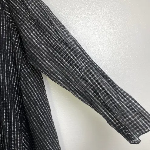 Fenini Open Front Jacket Womens Small Black Metallic Check Lightweight Lagenlook