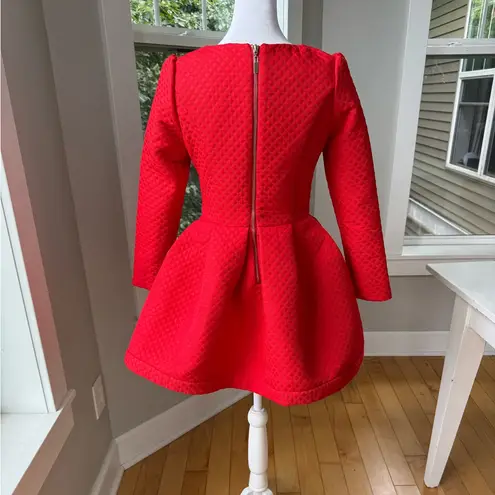 Roman Song Red Quilted Structured Low Sleeve Mini Dress with Bow Sz Small NWT