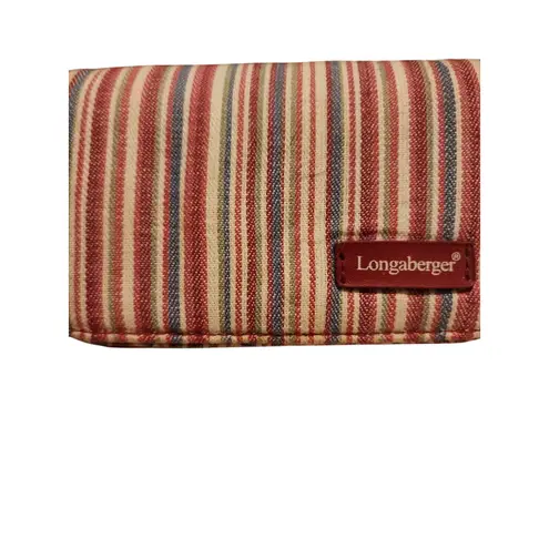 Longaberger Wallet Striped Canvas Coin Purse Key Clip Small