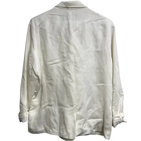 Women's Smythe Ivory White Linen Blend Blazer Preppy Old Money Luxury Size L Size L