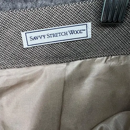 Pendleton Trouser Pants Womens 12 Brown Wool Herringbone Savvy Stretch Classic