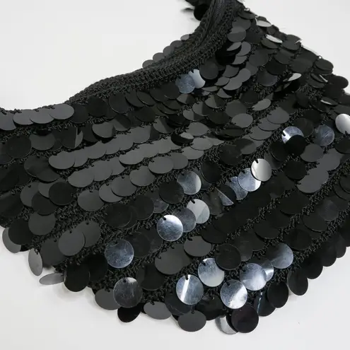 Vintage Y2K Black Sparkly Sequin Hobo Bag Purse