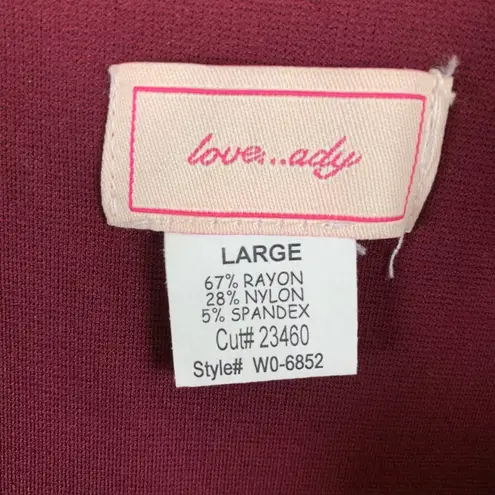 Love...Ady Love…Ady Large Burgundy Scallop Trim Sheath Dress