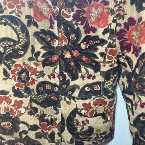 ATL Studio Size 8 Corduroy Fall Floral Button Blazer Jacket Business Casual Brown