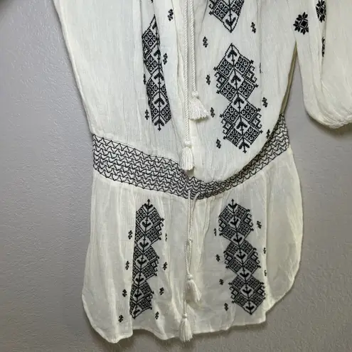 Denim and Supply Ralph Lauren Cream Embroidered Dress Bohemian Tunic Mini M/M Black Size M