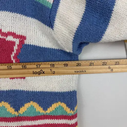 Vintage Two Twenty Sweater Women Medium Multicolor Stripe Summer Eclectic Retro