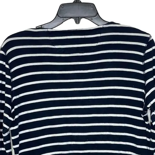 Pacific&Co LRL Lauren Jeans . Striped Henley Top Women Medium 3/4 Sleeve Front Button