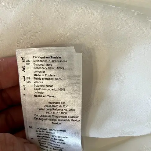 Sandro Jacquie Long Sleeve Jacquard Blouse Ecru Off White Top Size 3 Lg ($295)