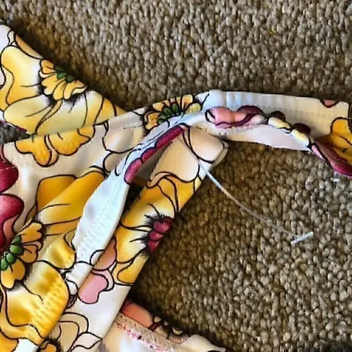 Jag jeans NEW NWOT  Yellow Pink White Tropical Floral Y2K 00s Bikini BOTTOM XL