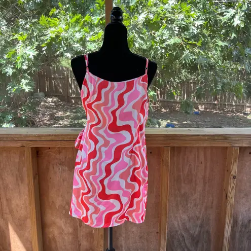 Dress Forum Los Angeles Women's Pink & Red Mini Wrap Dress Size L. NEW
