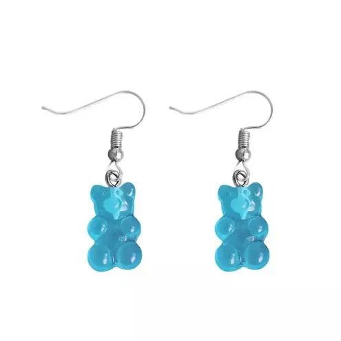 🆕Blue Candy Gummy Bear Dangle Earrings Blue