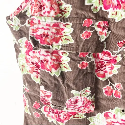 Matilda Jane Sydney Reversible Brown Quilted Corduroy Floral Vest, Size Small