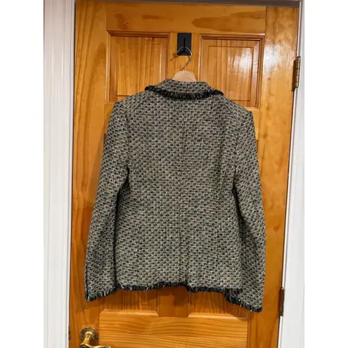 Veronica Beard Womens Fabian Tweed Fringe Jacket Blazer Size 4 Multi Metallic