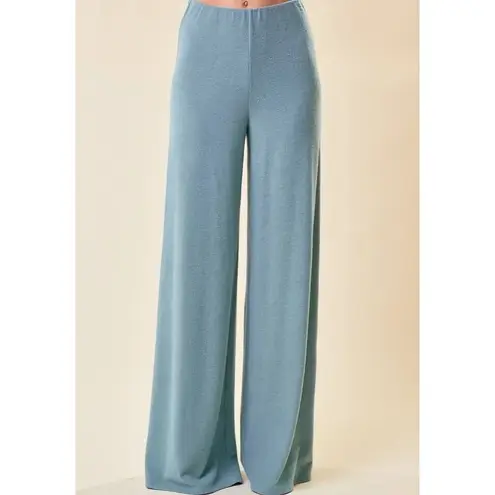 21 Saints Women’s Palazzo Wide Leg Pants Size M Mint Green High Waist Trousers Blue Size M