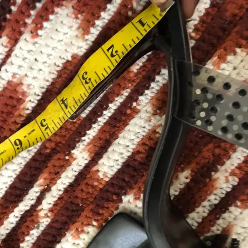 Steve Madden Lunna Black Spiked Stiletto Sandals Mules Heels Pumps Open Peep Toe Strappy Square Toe - Image 6