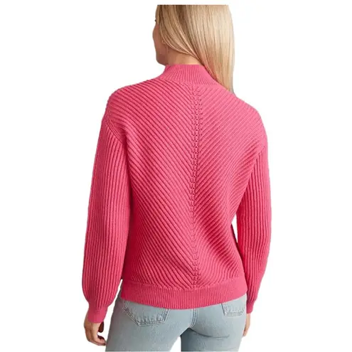 Marine layer Pink Ribbed Mock Neck Sweater Women's Size S Cotton Wool Blend