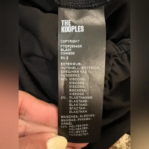 The Kooples Ruched Mesh-Long Sleeve Top Size FR 2/ Medium US off the shoulder