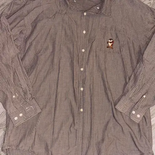 Looney Tunes Warner Bros Tasmanian Devil Vintage Checkered Button Up Shirt