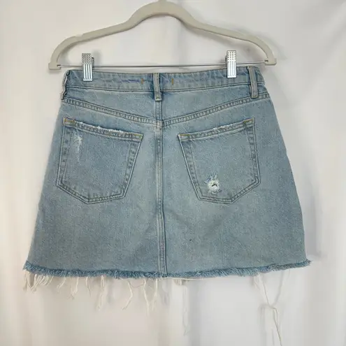 Free People  We The Free Denim Mini Skirt Distressed Button Fly Light‎ Wash Sz 27