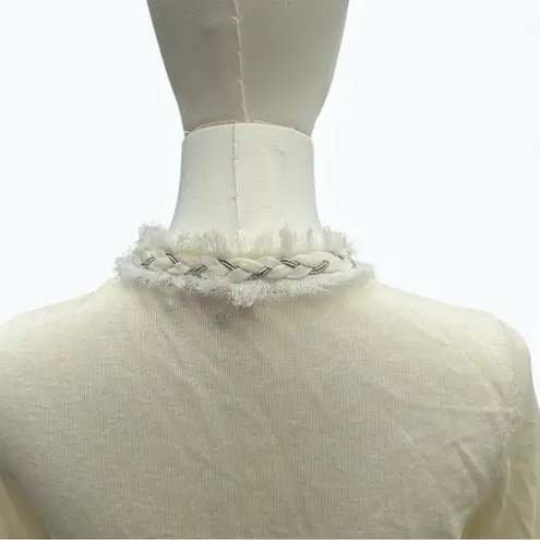 Rebecca Taylor Wool Blend Braided Trim Frizz Collar Cardigan Sweater S - Image 5