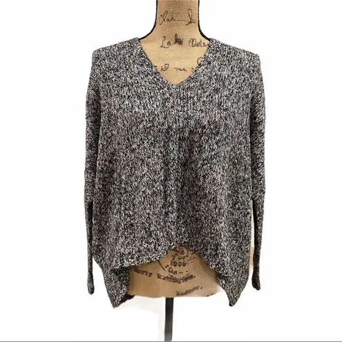 Matilda Jane Hello Lovely MARVELOUS MARLED VEE Black Gray Oversized Sweater XS