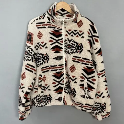 Southwestern Print Fleece Jacket Zip