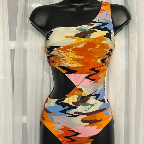 Solid & Striped -The Claudia Printed Asymmetric One Piece Swimsuit. Size…