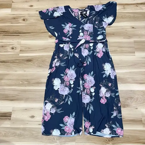 City Chic NEW Floral Wide Leg Lavish Jumpsuit Women’s XL