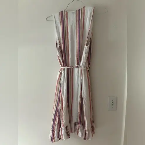 Rails  Madison Ruffle Tie Wrap Mini Dress in Jewel Stripe Metallic Size Large