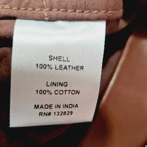 L'Academie Mila Leather Boot Cut Pant in Brown Small