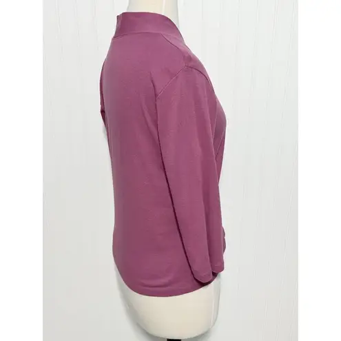Hasting & Smith Women's V Neck 3/4 Sleeve Pullover Top Pink Purple Mauve Medium