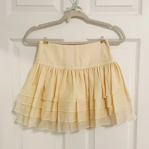 White Cream Kawaii Harujuku Shabby Chic Cottagecore Tiered Mini Skirt Skort Size XS