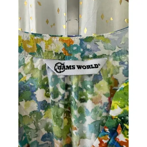 Jams World Women's Hawaii Exclusive All Over Watercolor Flutter Sleeve Blouse S