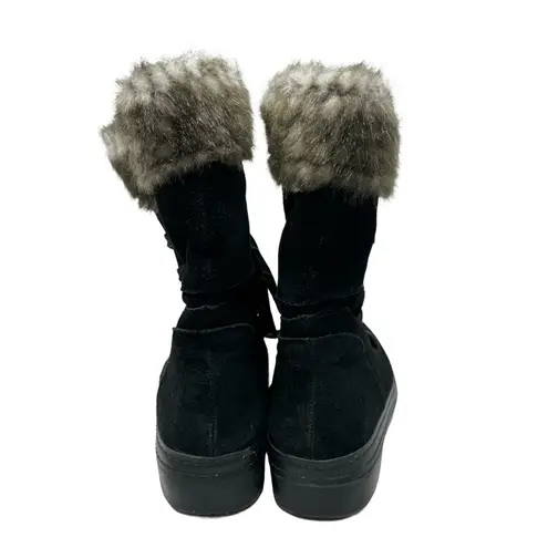 Baretraps Linsie Black Suede Water Repellent Faux Shearling Boots Size 9.5