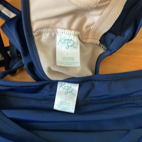 Kona Sol Skirted Bikini Set Navy Blue L