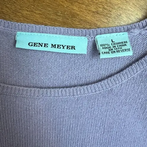 Gene Meyer Cashmere Sweater Womens Large Purple Crewneck Short Sleeve Classic L