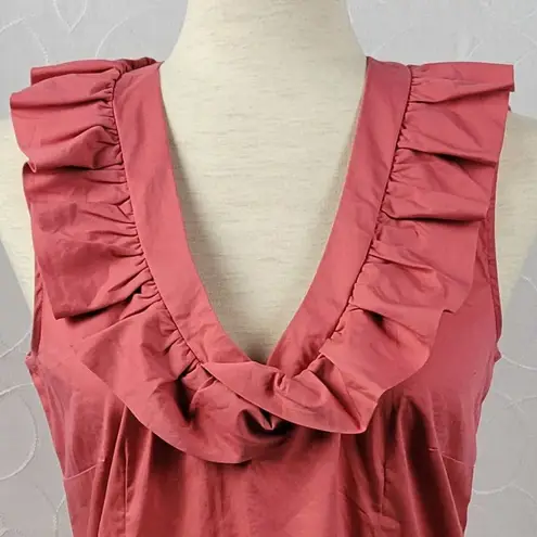 Katherine Barclay Womens Top Size M Coral Sleeveless Ruffles Side Zip Career