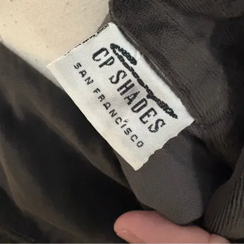 CP Shades CO SHADES Gray Velvet Velour Button Down Long Sleeve Shirt Size Medium