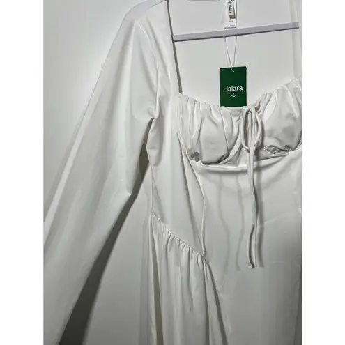 Halara NWT Square Neck Lace Up Corset Long Sleeve Active Dress in White Sz Large