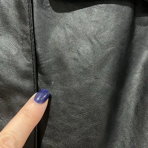 Sans Souci Black Faux Leather Lightweight Jacket with Green Sleeves